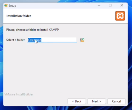 definindo a instalação do xampp